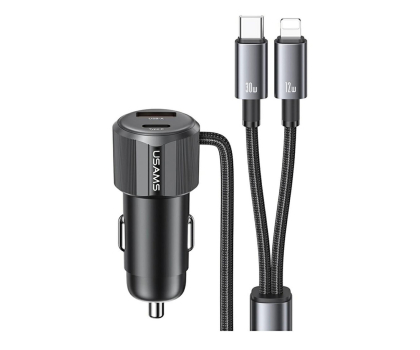 Ładowarka i akumulator USAMS Ładowarka samochodowa 66W 1xUSB-A 1xUSB-C + kabel 2w1